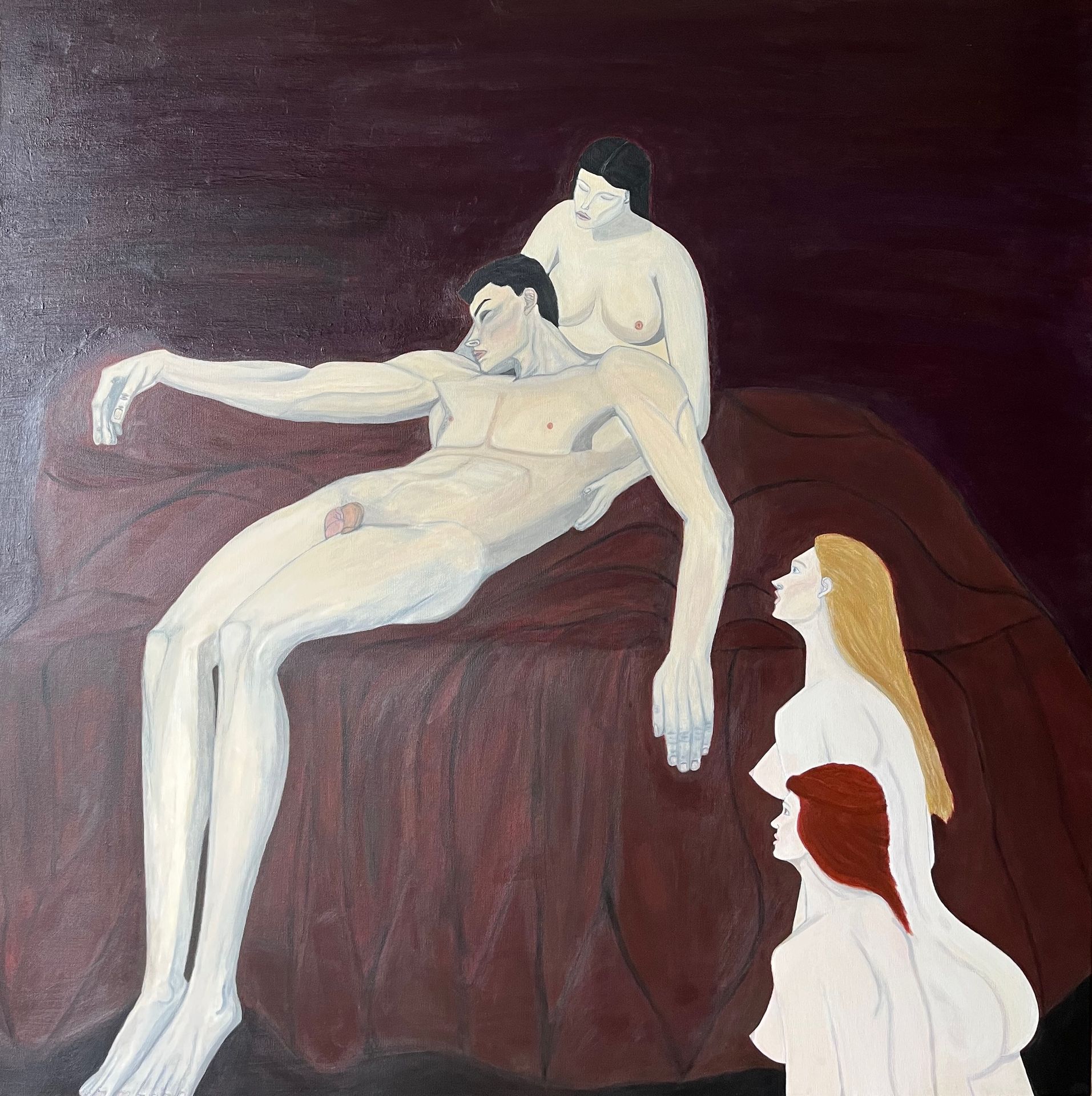 Peinture Homme et Femmes acrylique la Mort l'Amour Tristesse