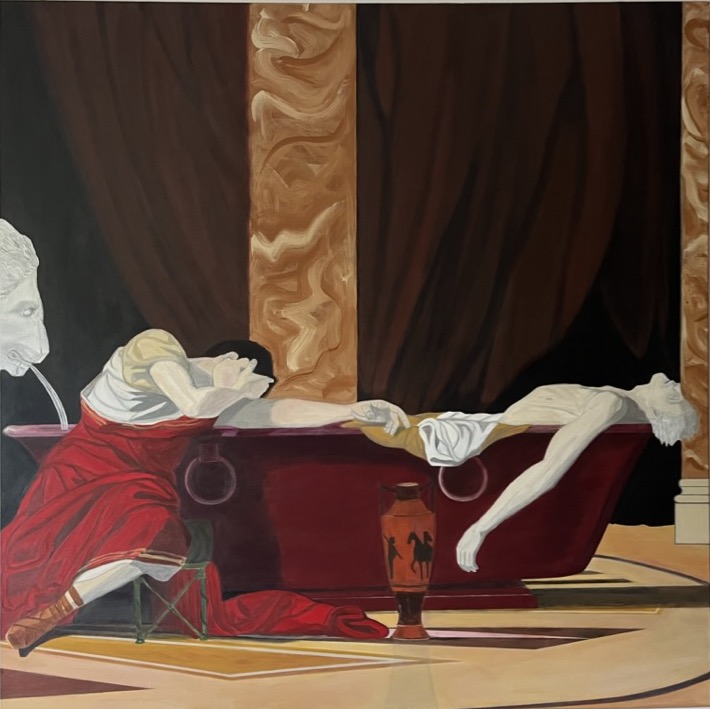 Peinture Hommes acrylique la Mort Fidélité Tristesse